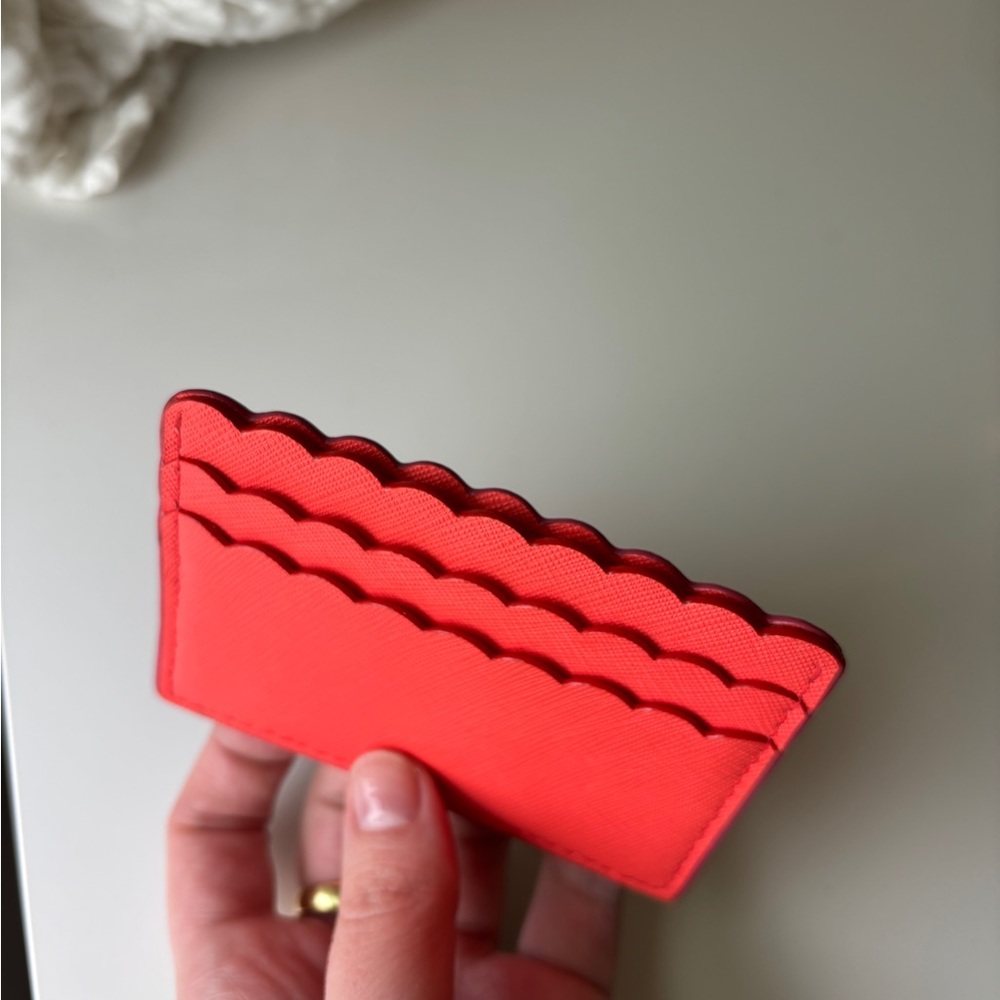 Kate Spade Pink and Red Scalloped Card Case - Picture 5 of 7